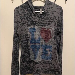 Long sleeve light weight shirt with hood size medium